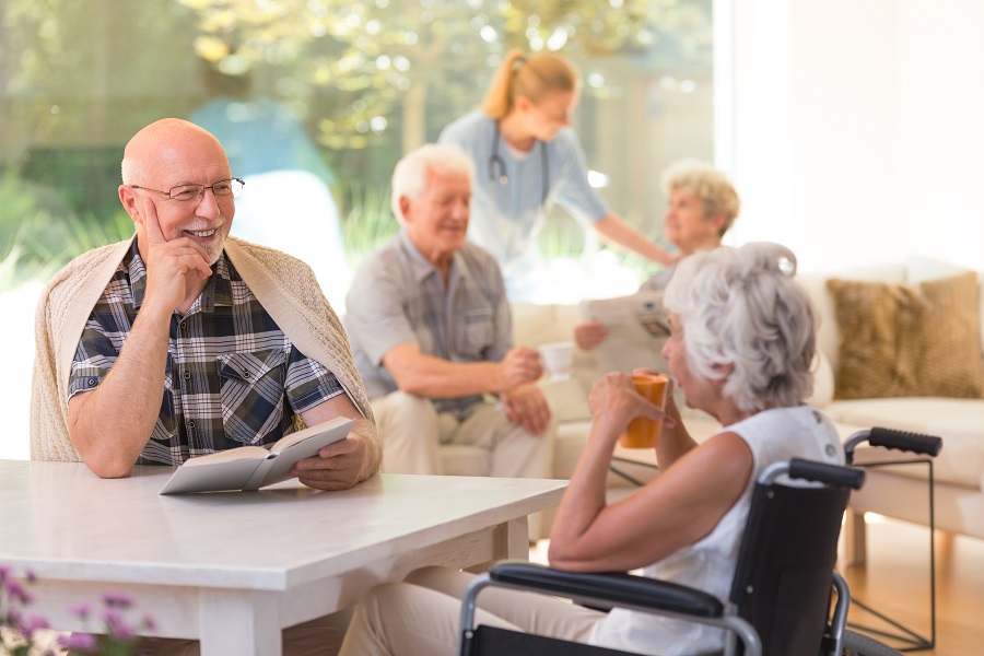 seniors enjoying an afternoon at a retirement community