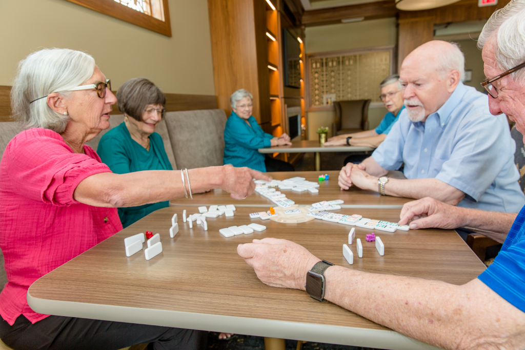 Seniors playing dominos 