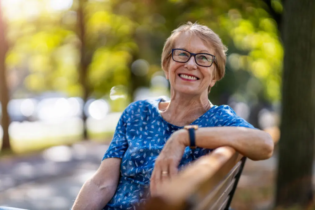 senior woman on bench
