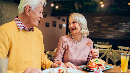 senior couple dining