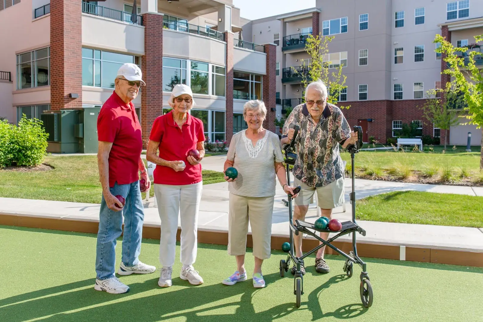 Senior group playing bocce ball
