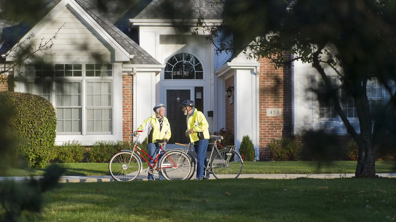 couple outside of their townhouse
