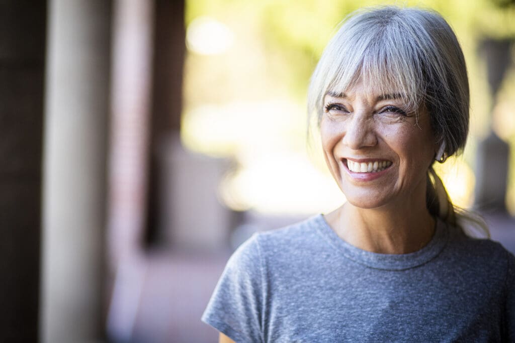 Middle-aged woman smiling