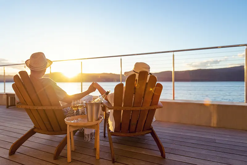 Care Free Senior Couple Enjoying a View Over the Water