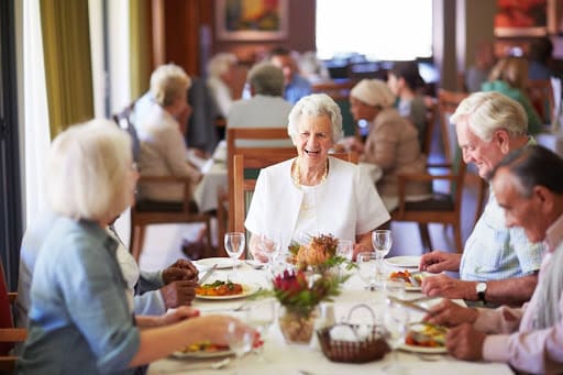 Seniors Dining at a Life Plan Community